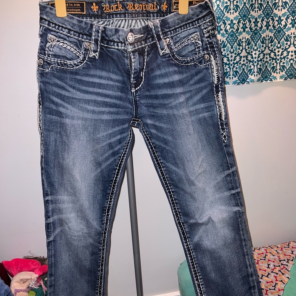 Womens rock revival crop jeans